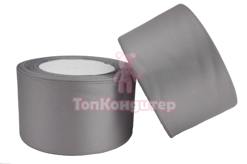 Лента атласная 5 см Серый 23 м