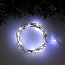Гирлянда «Нить» 5 м роса, IP20, серебристая нить, 50 LED, свечение белое, 2 режима, AAх3