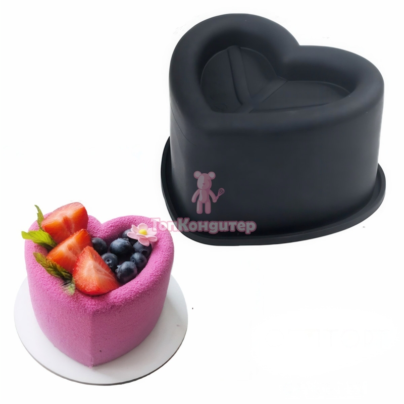 Силиконовая форма для муссовых бенто тортов «Сердечко» 12,5 см*11 см