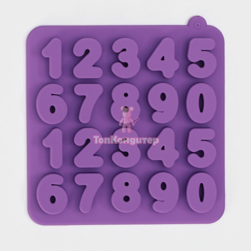 Форма для шоколада  «Цифры», силикон, 16×16×2 см, 20 ячеек (2,9×2,2 см), цвет МИКС