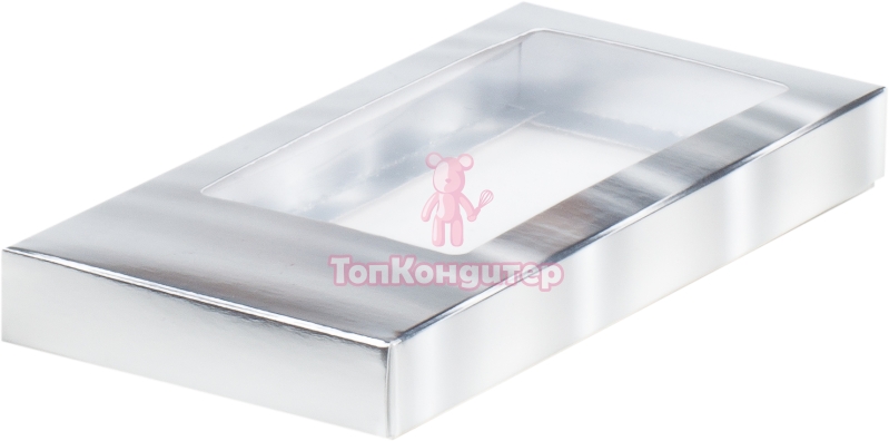 Коробка для шоколадной плитки 18 см*9 см*1,7 см серебро