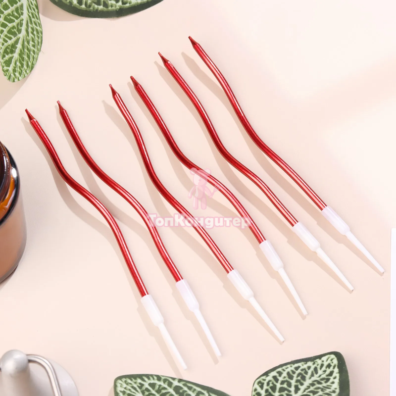 Свечи для торта "Серпантин" 6 шт, красные