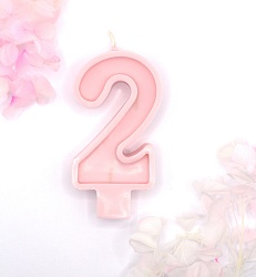 Свеча цифра "2" розовая