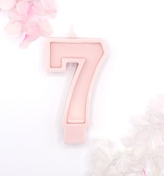 Свеча цифра "7" розовая