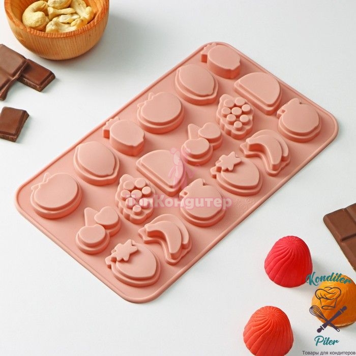 Форма для льда и кондитерских украшений Доляна «Сочно», 21×12,5×1 СМ, 18 ячеек, цвет МИКС