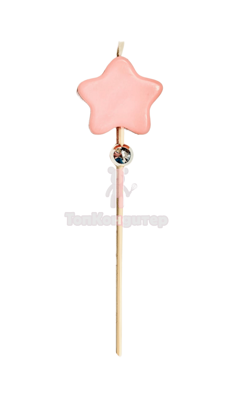 Свеча топпер из пчелиного воска "Звезда" розовая 18 см*3,5 см 1 шт