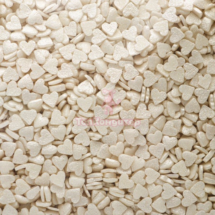 Посыпка "Сердечки мини" Белые перламутровые 50 гр